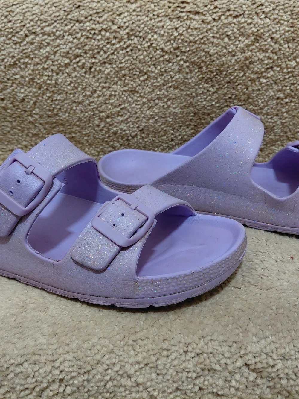The Children's Place Girl's Casual Lilac Glitter Slides Sandals